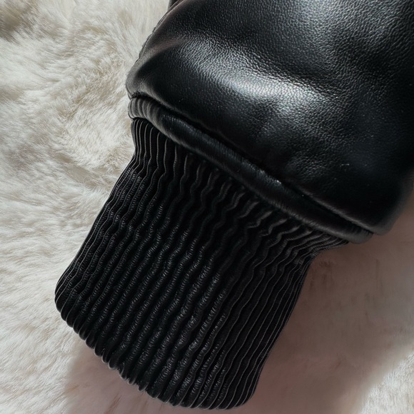 Good American Black Faux Vegan Leather Bomber Jacket L/XL - Picture 11 of 14